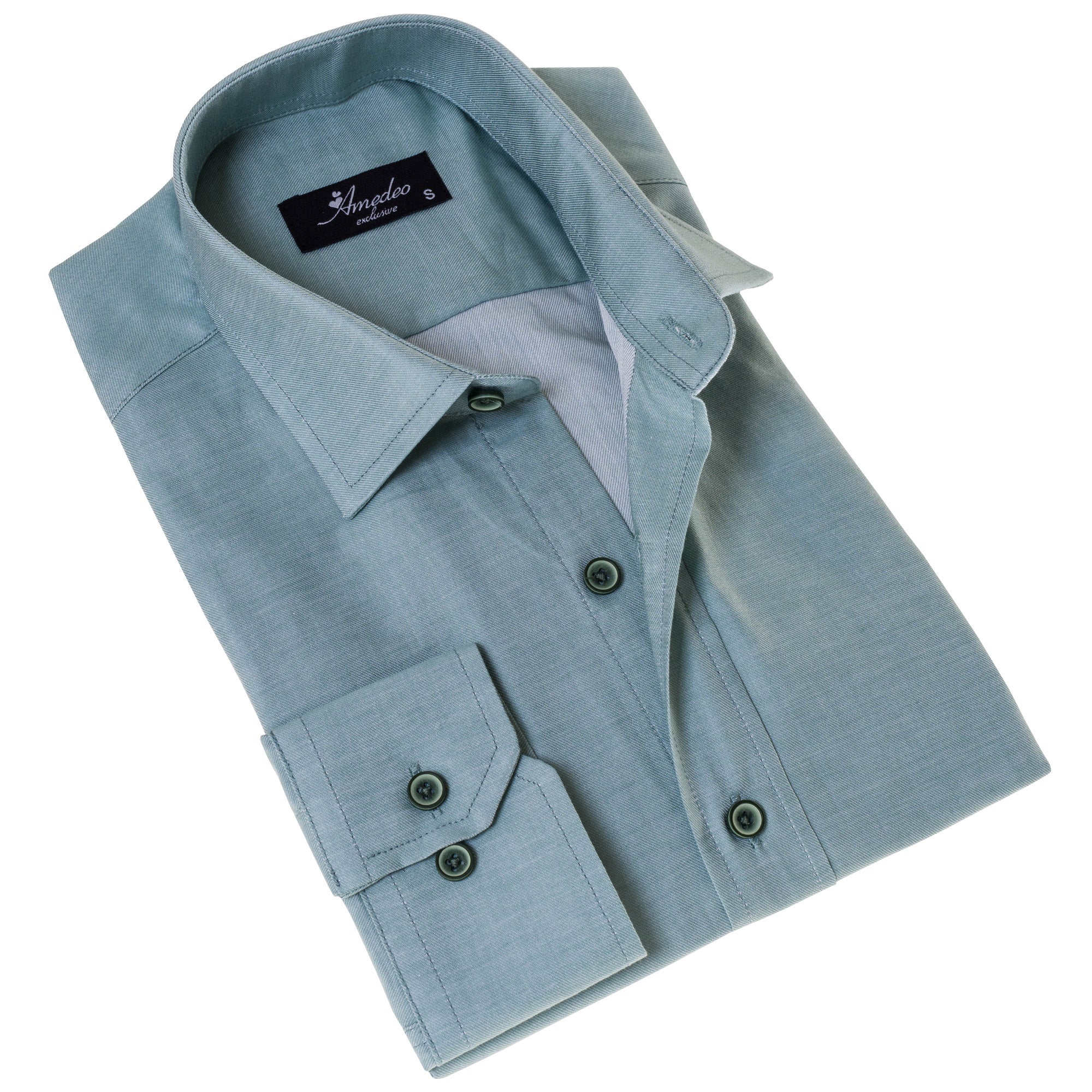 Blue Luxury Men's Tailor Fit Button Up European Made Linen Shirts - Horizon Bliss