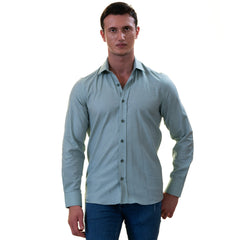 Blue Luxury Men's Tailor Fit Button Up European Made Linen Shirts - Horizon Bliss