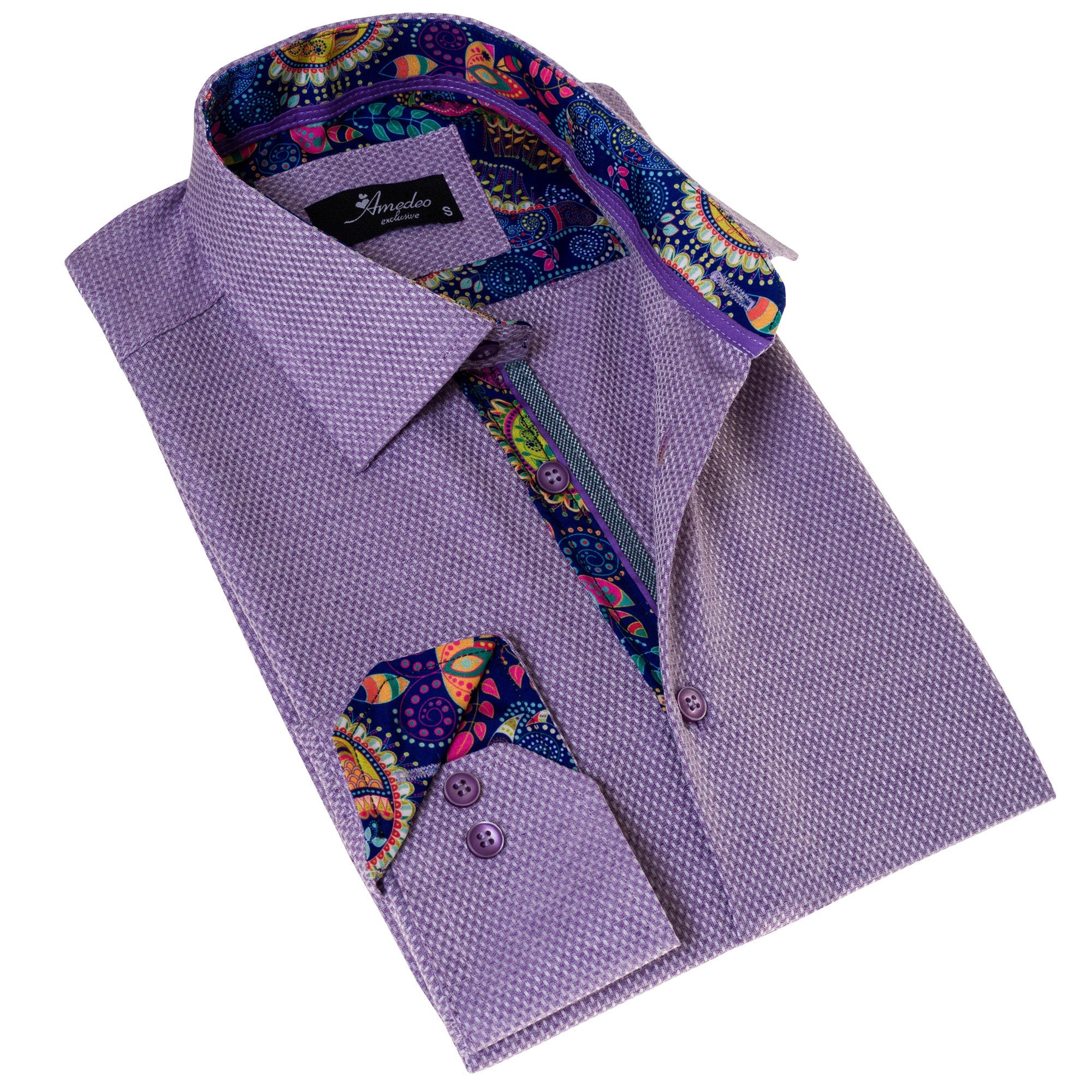 Purple Jackquard Men's  Slim Fit Designer Dress Shirt - Tailored - Horizon Bliss