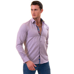 Purple Jackquard Men's  Slim Fit Designer Dress Shirt - Tailored - Horizon Bliss