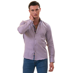 Purple Jackquard Men's  Slim Fit Designer Dress Shirt - Tailored - Horizon Bliss