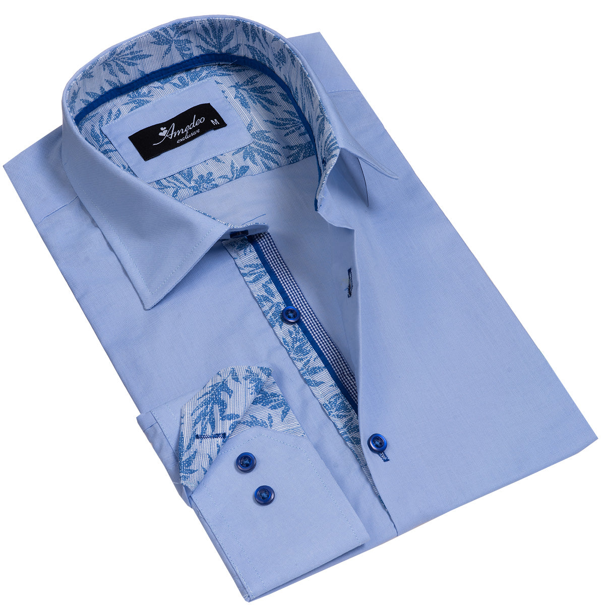 Light Blue Paisley Mens Slim Fit Designer Dress Shirt - Tailored - Horizon Bliss