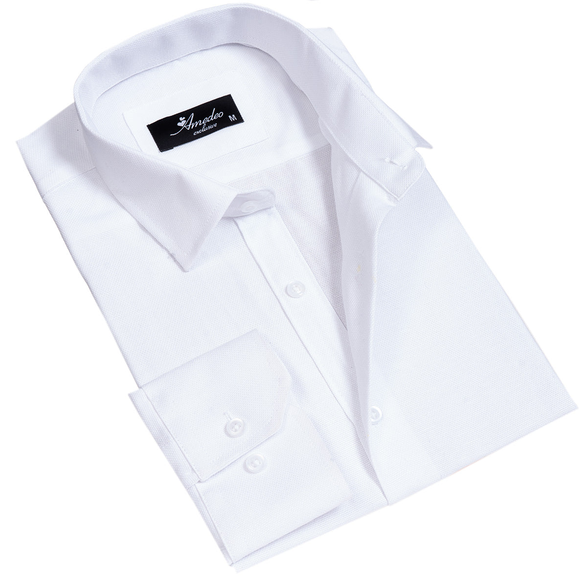 Solid White Mens Slim Fit Designer Dress Shirt - Tailored Cotton - Horizon Bliss