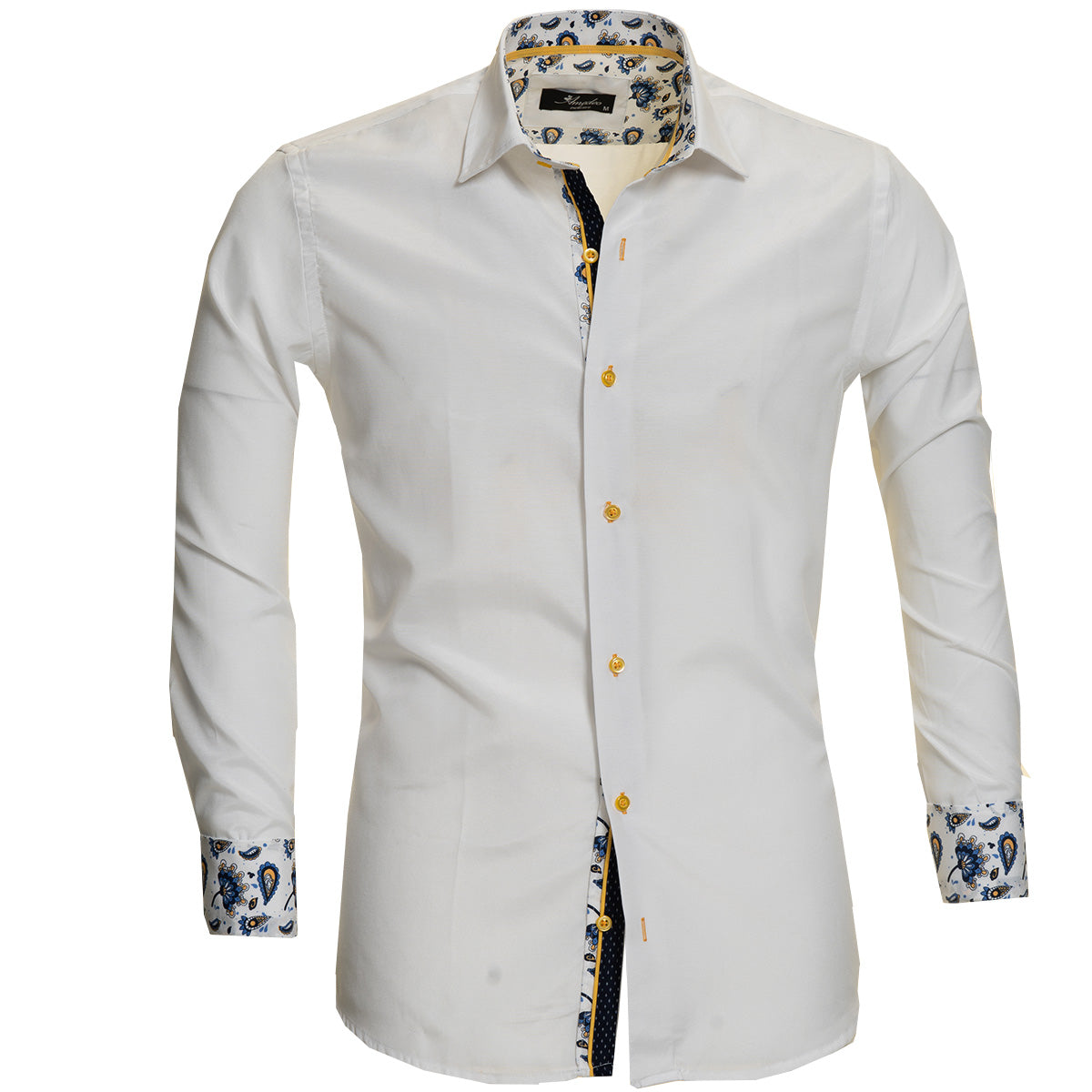 White Mens Slim Fit Designer Dress Shirt - Tailored Cotton Shirts For - Horizon Bliss