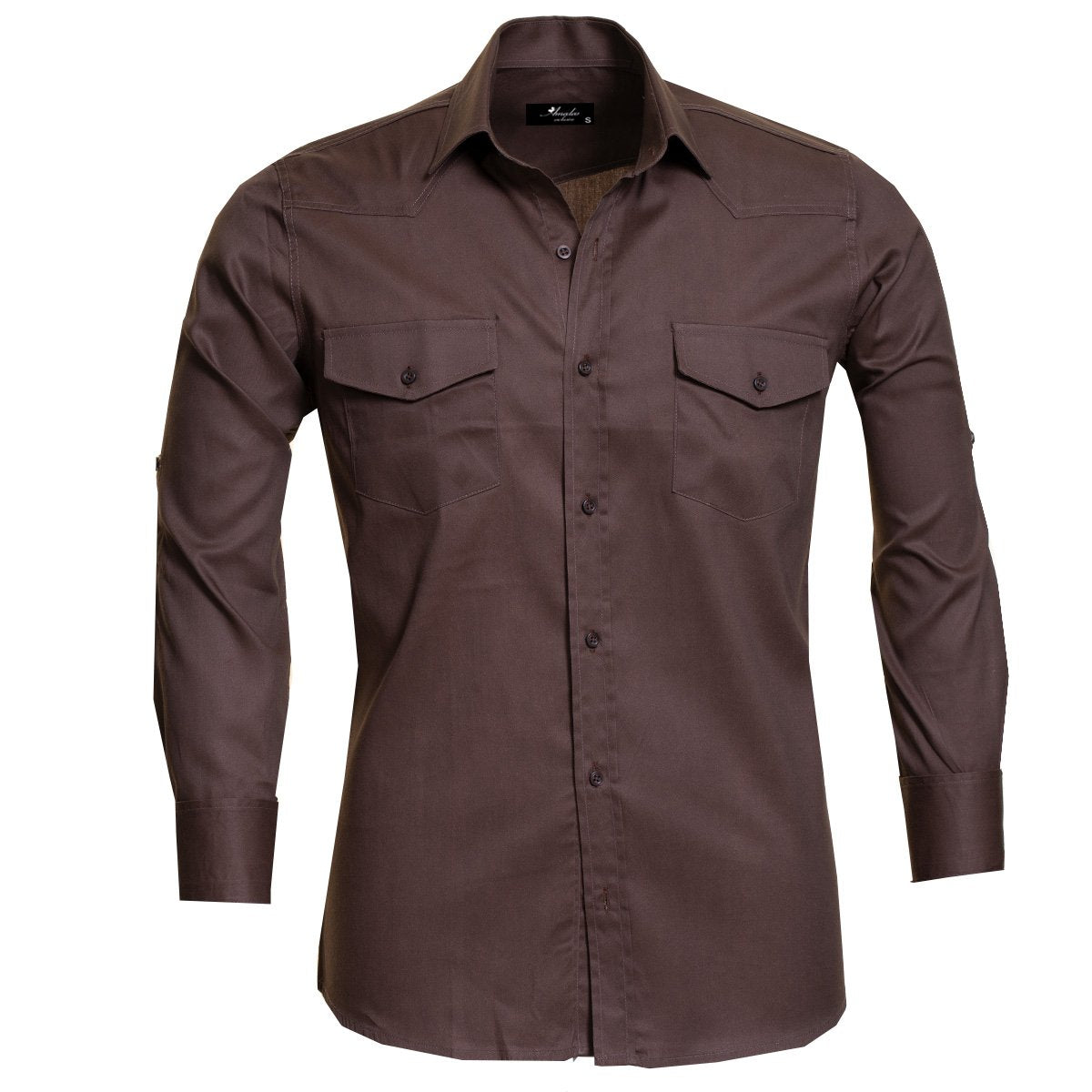 Dark Brown Mens Slim Fit Designer Dress Shirt - tailored Cotton Shirts - Horizon Bliss