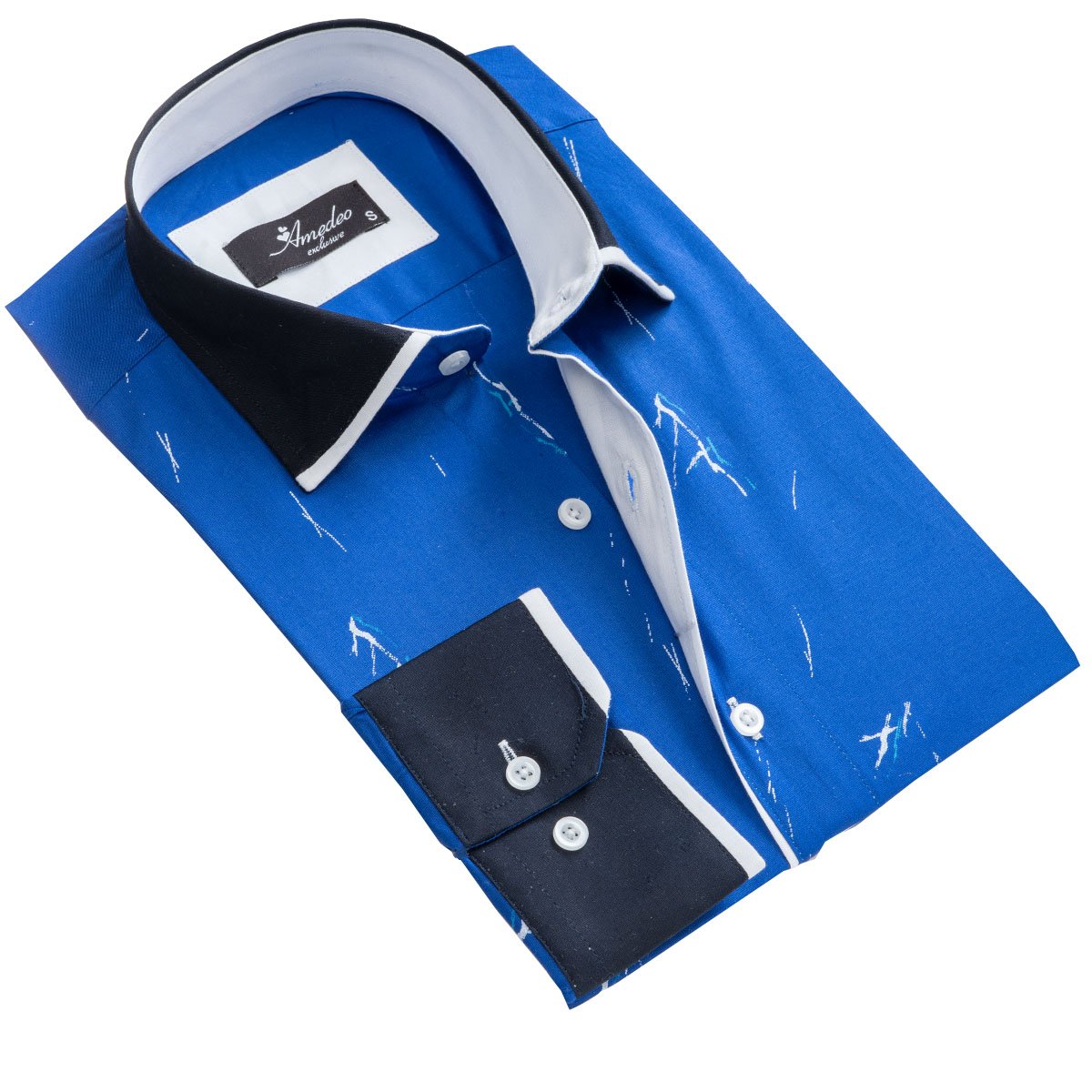 Medium Blue Mens Slim Fit Designer Dress Shirt - tailored Cotton - Horizon Bliss