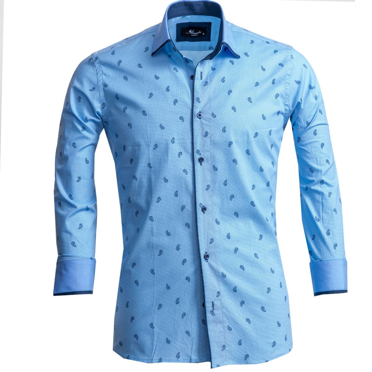 Light Blue Paisley Mens Slim Fit Designer Dress Shirt - tailored - Horizon Bliss