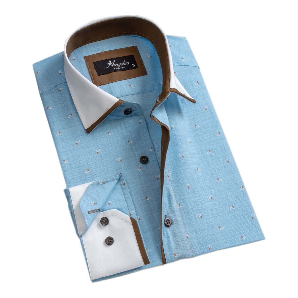 Light Blue Mens Slim Fit Designer Dress Shirt - tailored Cotton Shirts - Horizon Bliss