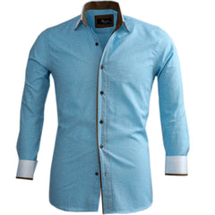 Light Blue Mens Slim Fit Designer Dress Shirt - tailored Cotton Shirts - Horizon Bliss