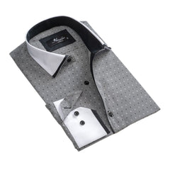 Grey Stars Mens Slim Fit Designer Dress Shirt - tailored Cotton Shirts - Horizon Bliss