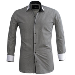 White Black Circles Mens Slim Fit Designer Dress Shirt - tailored - Horizon Bliss