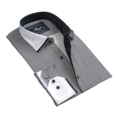 White Black Circles Mens Slim Fit Designer Dress Shirt - tailored - Horizon Bliss