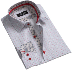 White Dots Mens Slim Fit Designer Dress Shirt - tailored Cotton Shirts - Horizon Bliss