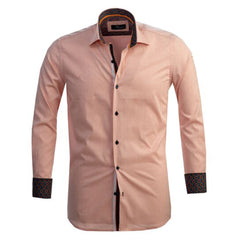 Light Orange Mens Slim Fit Designer Dress Shirt - tailored Cotton - Horizon Bliss