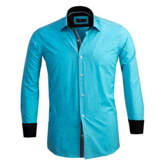 Turquoise Blue Diamonds  Mens Slim Fit Designer Dress Shirt - tailored - Horizon Bliss