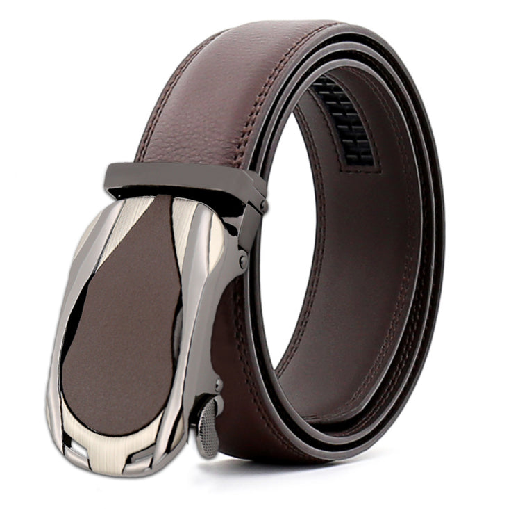 Mens Adjustable Ratchet Slide Buckle Belt - Genuine Leather Automatic - Horizon Bliss