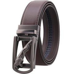 Gun Mens Adjustable Ratchet Slide Buckle Belt - Genuine Leather - Horizon Bliss