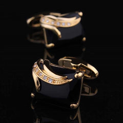 Gold & Black Mens Stainless Steel Square Cufflinks for Shirt with Box - Horizon Bliss