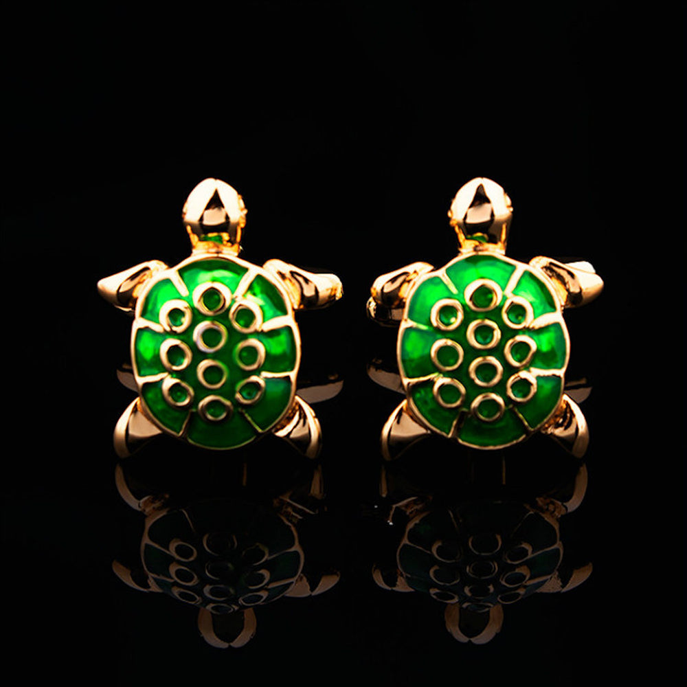 Green & Gold  Mens Stainless Steel Turtles Cufflinks for Shirt with - Horizon Bliss