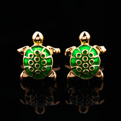 Green & Gold  Mens Stainless Steel Turtles Cufflinks for Shirt with - Horizon Bliss