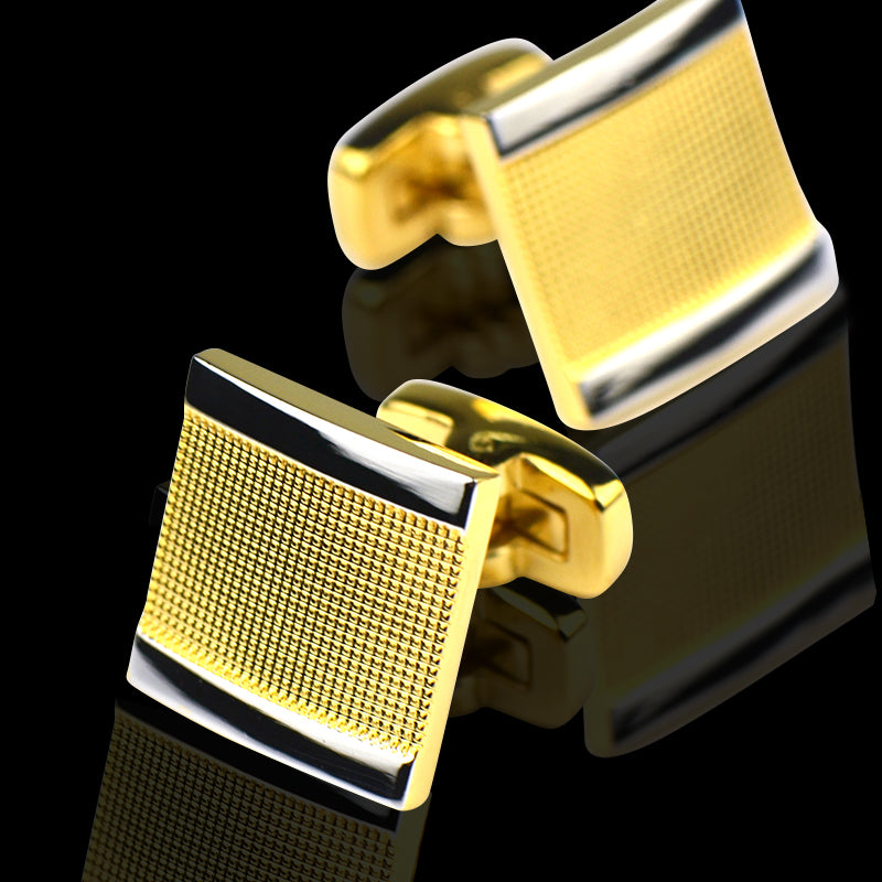 Gold Mens Stainless Steel Squares Cufflinks for Shirt with Box - Hand - Horizon Bliss