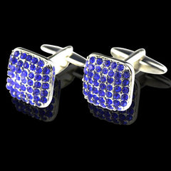 Blue Zirconia Mens Stainless Steel Square Cufflinks for Shirt with Box - Horizon Bliss