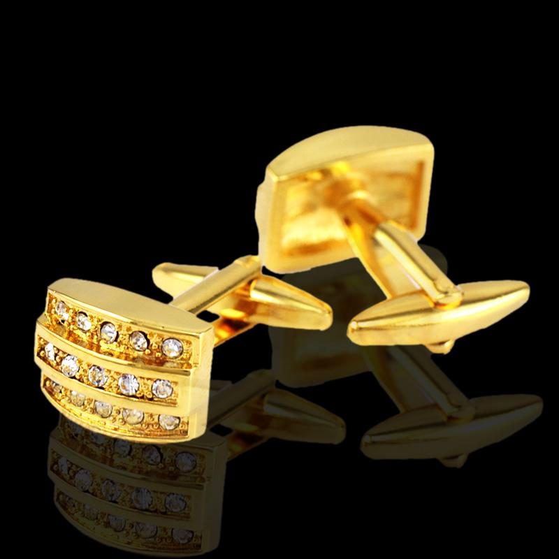 Gold Mens Stainless Steel Rectangle with Zirconia's Cufflinks for - Horizon Bliss