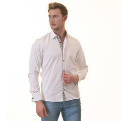 White inside Black Designer Double Cuff Shirt Mens Slim Fit Designer - Horizon Bliss