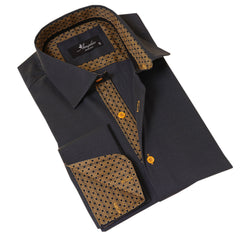 Black inside honeycomb Mens Slim Fit Designer French Cuff Shirt - - Horizon Bliss