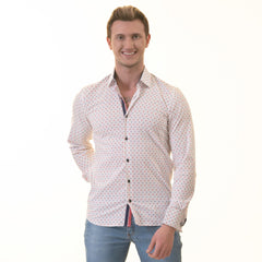 White Blue & Red Anchor Mens Slim Fit Designer French Cuff Shirt - Horizon Bliss