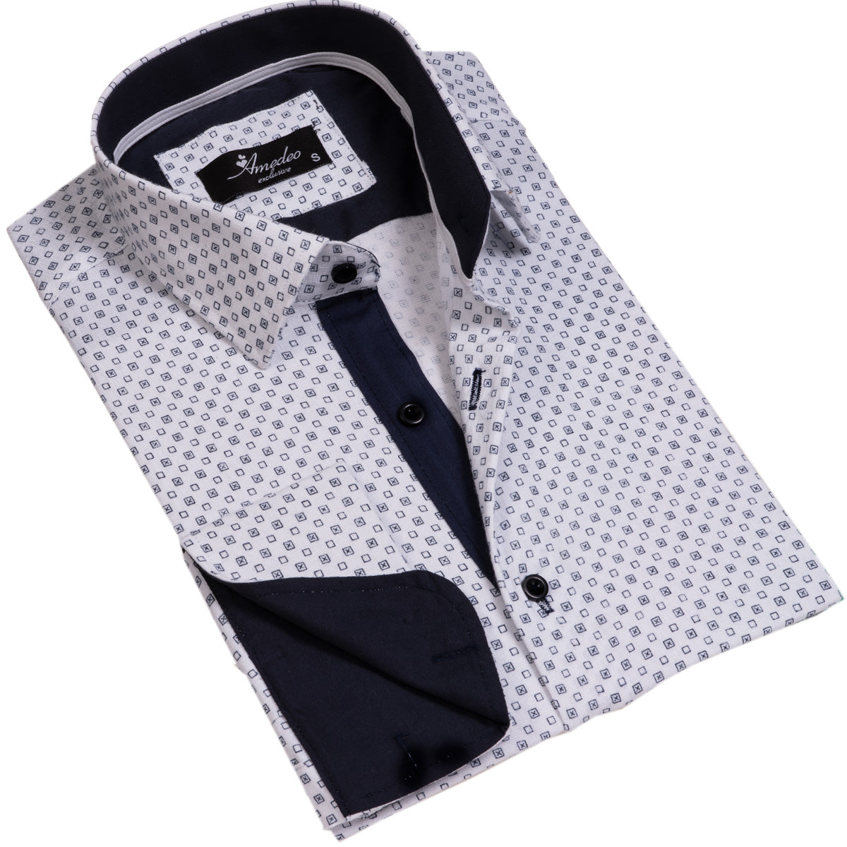 Mens Slim Fit French Cuff Shirts with Cufflink Holes - Casual and - Horizon Bliss