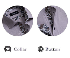 Light Purple Men's Slim Fit French Cuff Shirts with Cufflink Holes - - Horizon Bliss