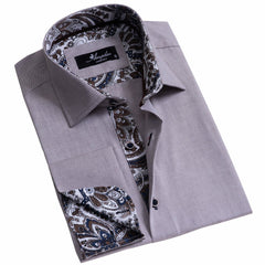 Light Purple Men's Slim Fit French Cuff Shirts with Cufflink Holes - - Horizon Bliss