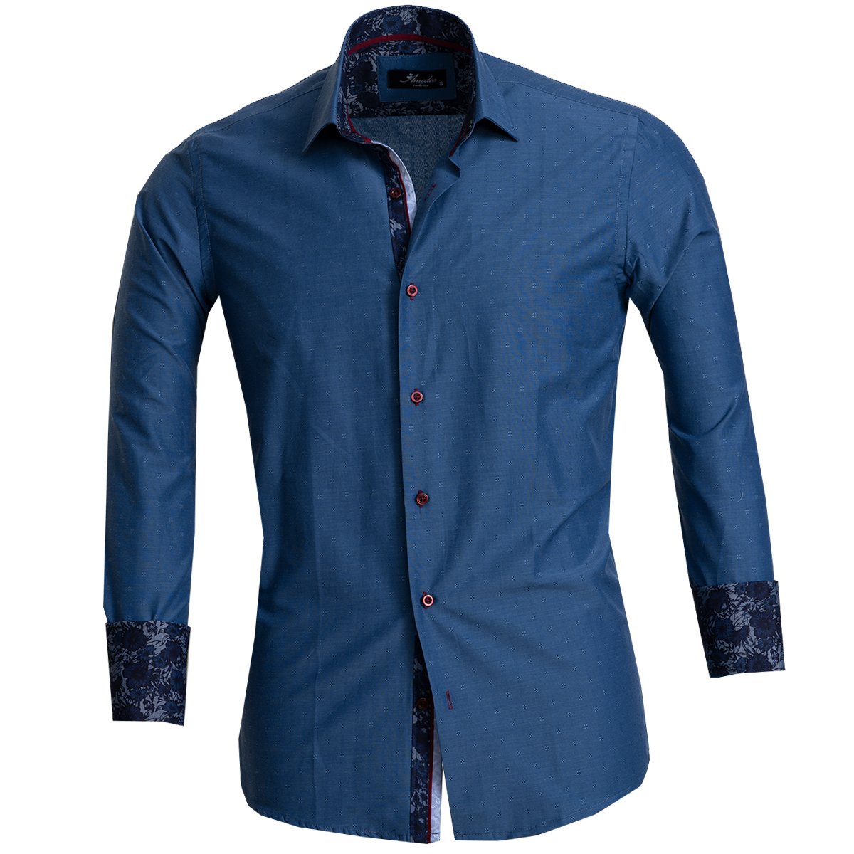 Blue Mens Slim Fit Designer French Cuff Shirt - Tailored Cotton Shirts - Horizon Bliss