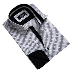 Black & White Mens Slim Fit French Cuff Shirts with Cufflink Holes - - Horizon Bliss