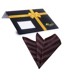 Maroon with white stripes Mens Pocket Square - Premium Silk - Horizon Bliss