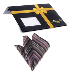 Pink Brown White Stripes Mens Pocket Square - Premium Silk - Horizon Bliss