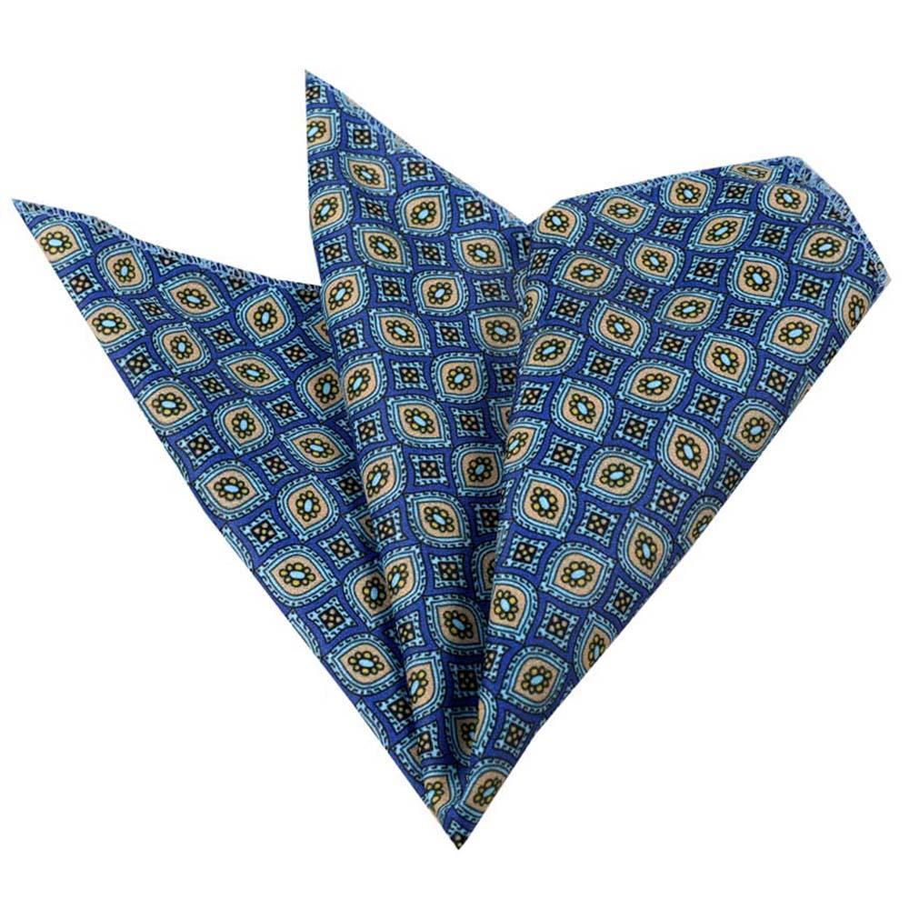 Blue with Circles Mens Pocket Square - Premium Silk Handkerchiefs for - Horizon Bliss