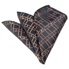 Brown Black Mens Pocket Square - Premium Silk Handkerchiefs for Suits - Horizon Bliss