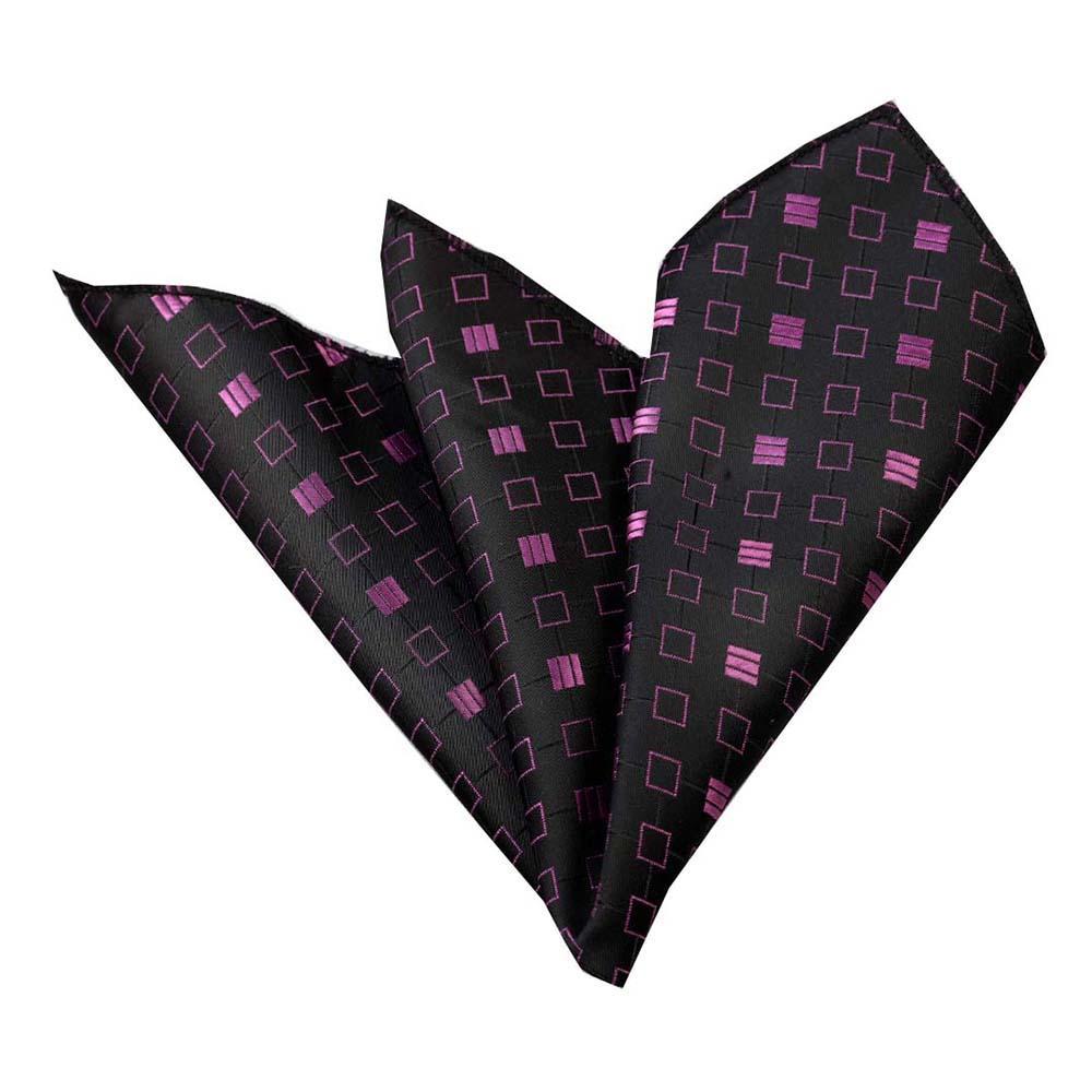 Black Pink Squares Mens Pocket Square - Premium Silk Handkerchiefs for - Horizon Bliss