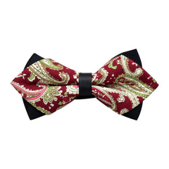 Men's Burgandy Paisley 100% Cotton Pre-Tied Bow Tie - Horizon Bliss