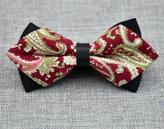 Men's Burgandy Paisley 100% Cotton Pre-Tied Bow Tie - Horizon Bliss