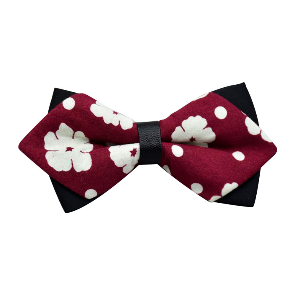 Men's Red Black White Dots Pre-Tied Bow Tie - Horizon Bliss