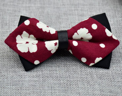 Men's Red Black White Dots Pre-Tied Bow Tie - Horizon Bliss