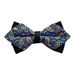 Men's Blue Green Paisley 100% Cotton Pre-Tied Bow Tie - Horizon Bliss