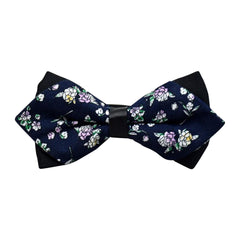 Men's Blue White Floral 100% Soft Cotton Pre-Tied Bow Tie - Horizon Bliss