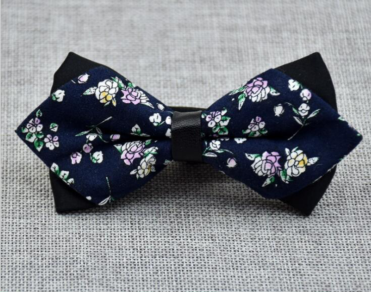 Men's Blue White Floral 100% Soft Cotton Pre-Tied Bow Tie - Horizon Bliss