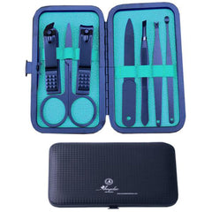 Light Blue Mens Manicure Pedicure Kit - 7 piece Grooming Kit with - Horizon Bliss