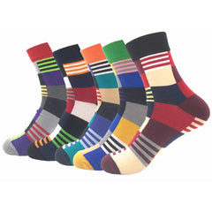 Plain Five Color Mens Colorful Crew Socks - Premium Cotton Fun socks - Horizon Bliss