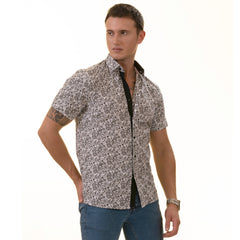 Black & White Paisley  Short Sleeve Button up Shirts - Tailored Slim - Horizon Bliss